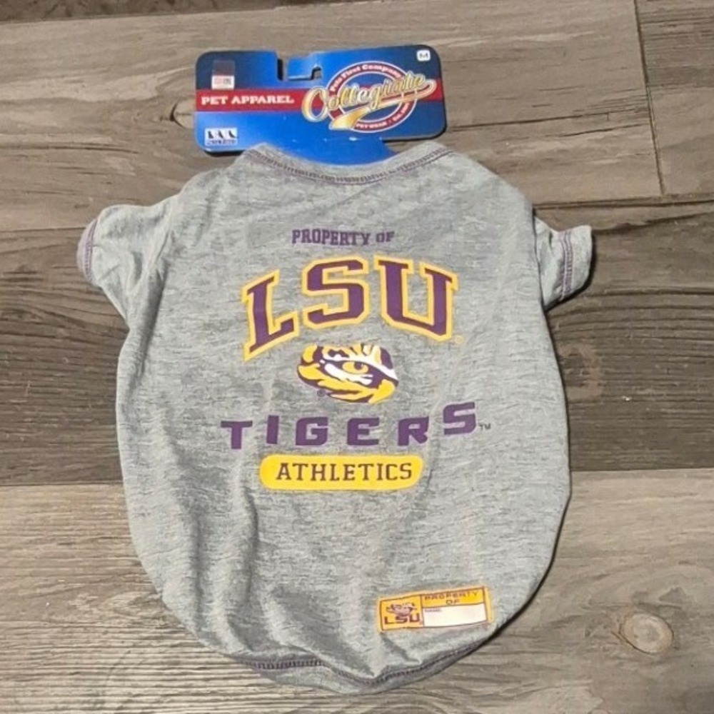 LSU Tigers Pets First Collegiate Pet T-Shirt Grey Heather Size Medium NWT